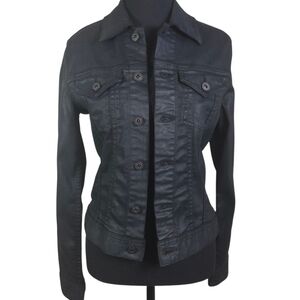 AG Adriano Goldschmied Robyn Fitted Black Stretch Denim Jacket Size Small